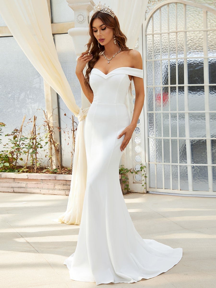 Ever-Pretty Sweetheart Long Bell Sleeve Mermaid Wedding Dress in Cream Size 10