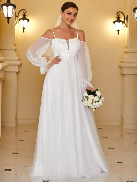 Boho Country Wedding Dress With Lantern Sleeves, Low Back, And Tulle Lace  Applique Plus Size Sweetheart A Line Long Sleeve Bridal Dress With  Removable Design CL2090 From Allloves, $126.76