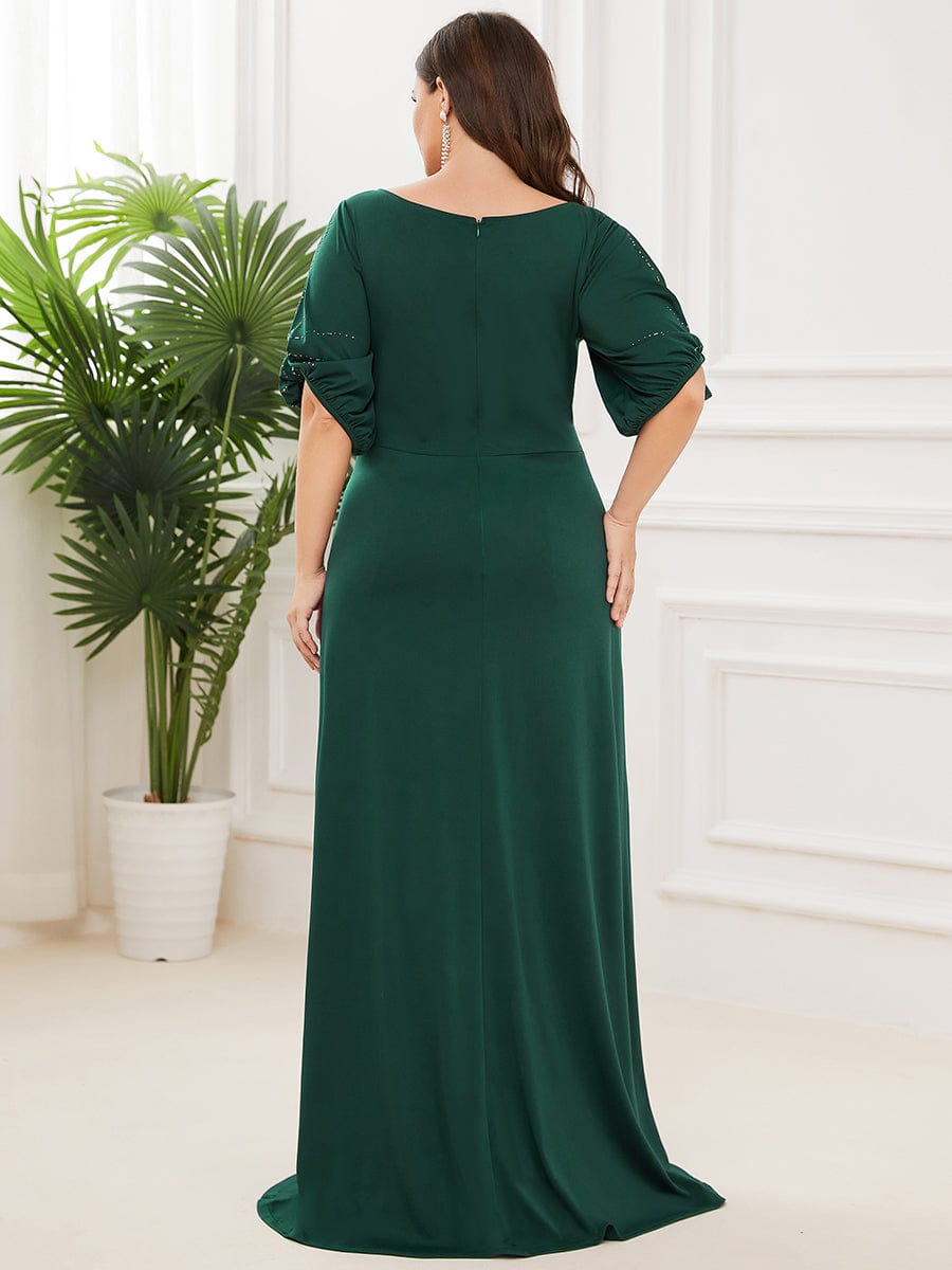 Simple Plus Size Bodycon Maxi Mermaid Formal Evening Dress #color_Dark Green