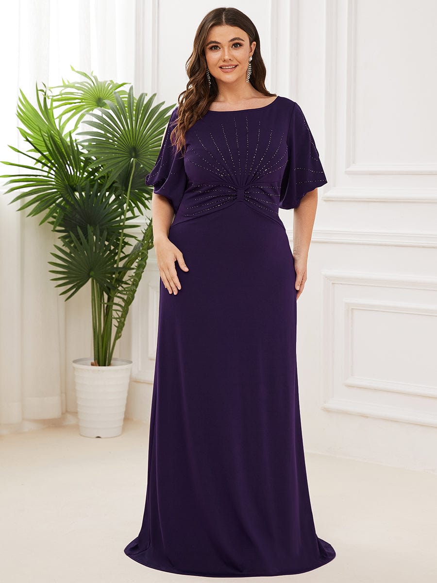 Simple Plus Size Bodycon Maxi Mermaid Formal Evening Dress #color_Dark Purple