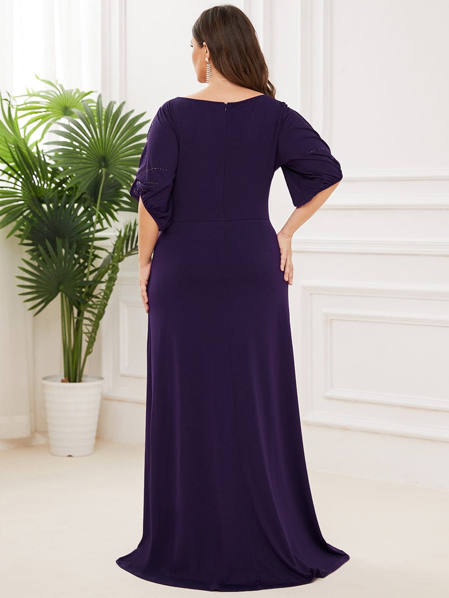 Simple Plus Size Bodycon Maxi Mermaid Formal Evening Dress #color_Dark Purple