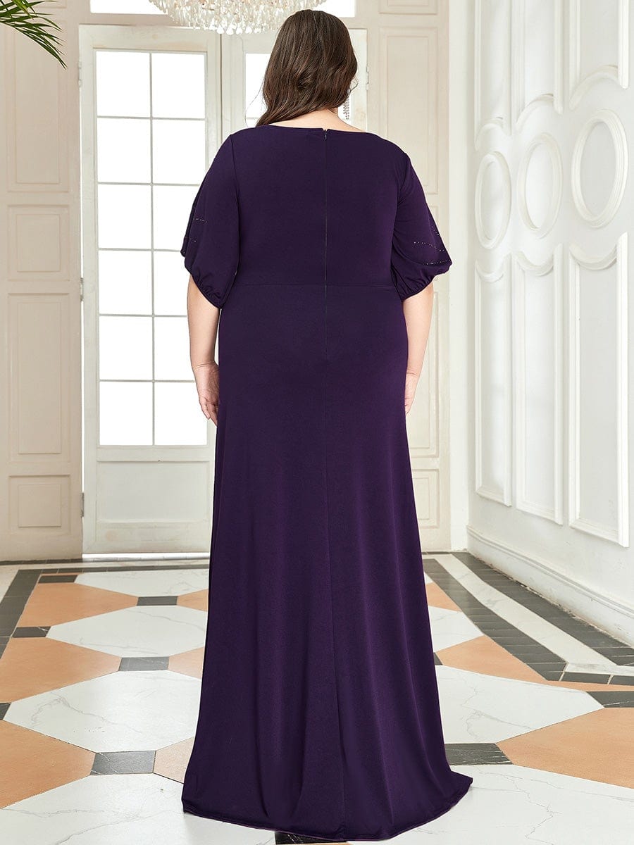 Simple Plus Size Bodycon Maxi Mermaid Formal Evening Dress #color_Dark Purple 