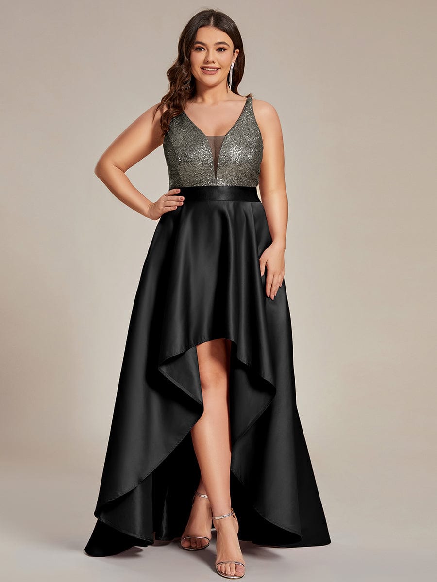 Asymmetrical Plus Size Formal Dresses for Prom #color_Black