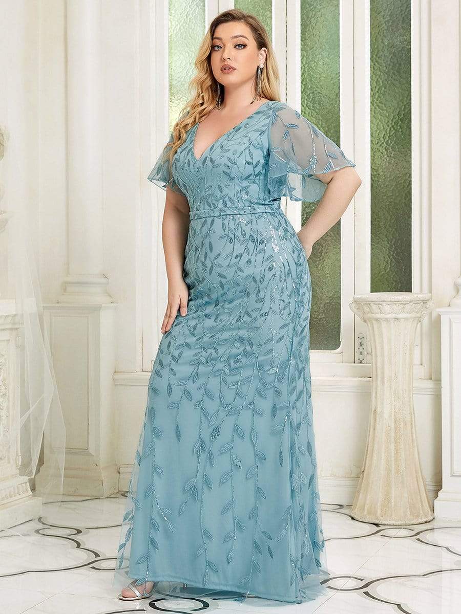 Plus Size Long Mermaid Formal Dresses for Weddings #color_Light Teal