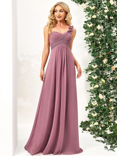 Ever Pretty One Shoulder Pleated Top Long Bridesmaid Dress