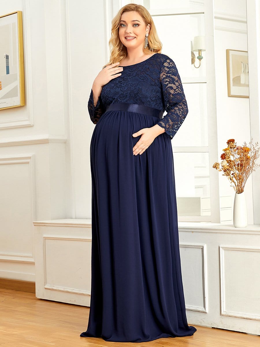 Plus Size Long Lace Sleeve Maternity Formal Dresses - Ever-Pretty US